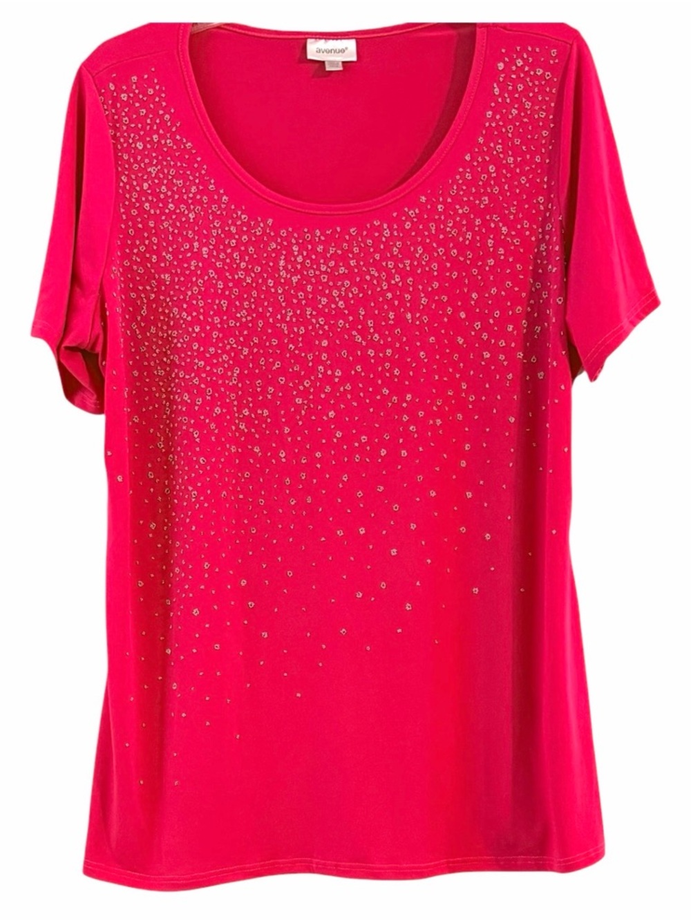 Avenue Fuchsia Pink Studded Silver Rhinestone Accents Top Size 14/16